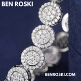 9MM Moissanite Round Cluster Bracelet – 7" / 8" | Silver, Gold, or Rose Gold | GRA Certified
