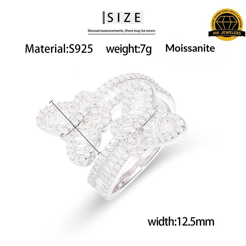 Butterfly Moissanite Ring – Sizes 8,9,10 &11 | 7g | S925 Silver, Gold, or Rose Gold | VVS Moissanite | GRA Certified