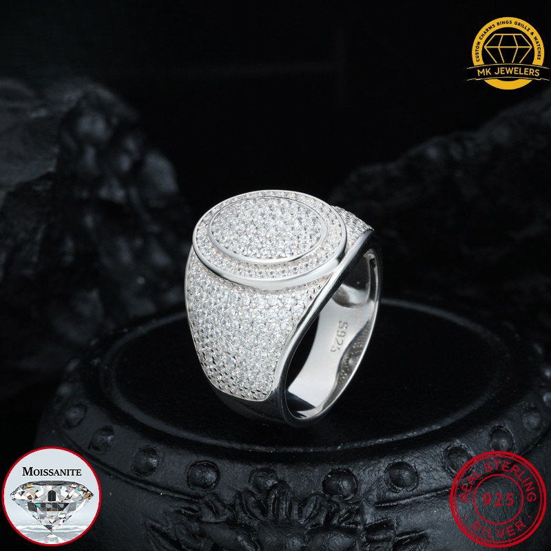 Round Micro-Pavé Moissanite Ring – 17.5MM | 8.49g | S925 Silver, Gold & Rose Gold | VVS Moissanite | GRA Certified