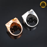 Iced-Out Roman Numeral Mansion Ring – 24MM | 18.5g | S925 Silver or Gold/Rose Gold Plated | VVS Moissanite | GRA Certified