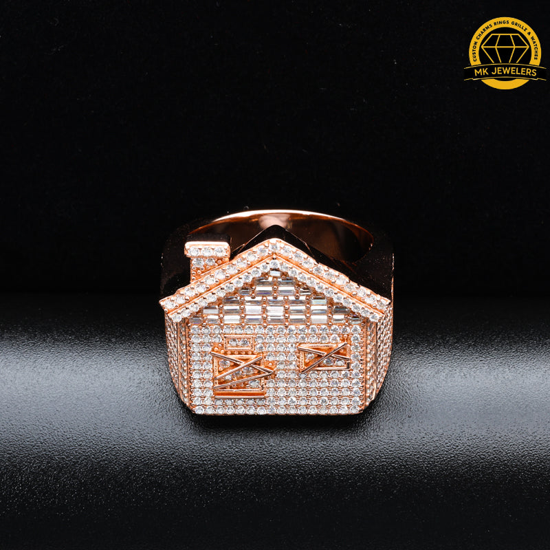 Iced-Out Roman Numeral Mansion Ring – 24MM | 18.5g | S925 Silver or Gold/Rose Gold Plated | VVS Moissanite | GRA Certified