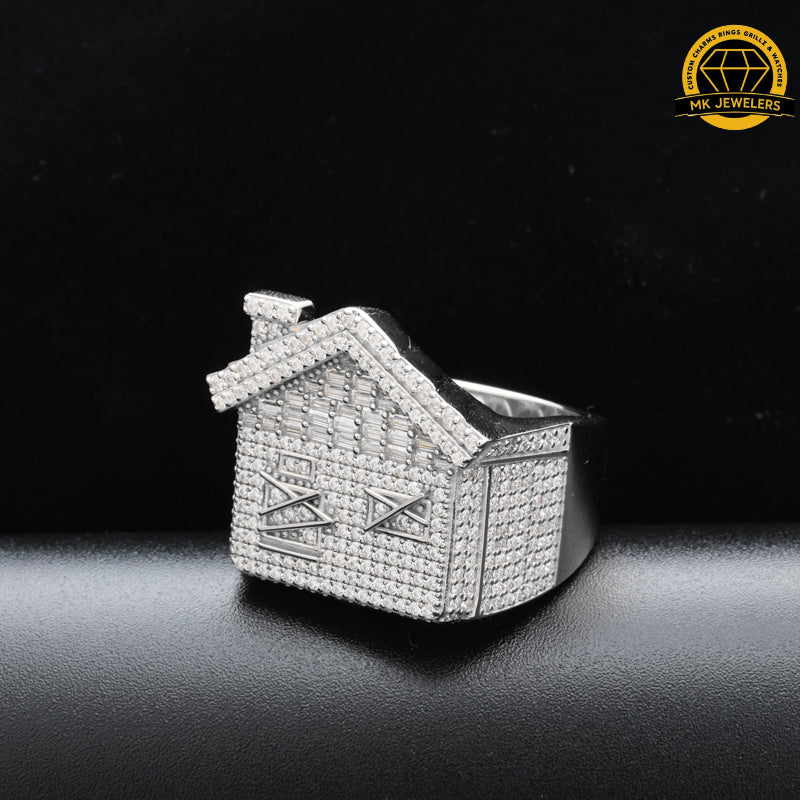Iced-Out Roman Numeral Mansion Ring – 24MM | 18.5g | S925 Silver or Gold/Rose Gold Plated | VVS Moissanite | GRA Certified