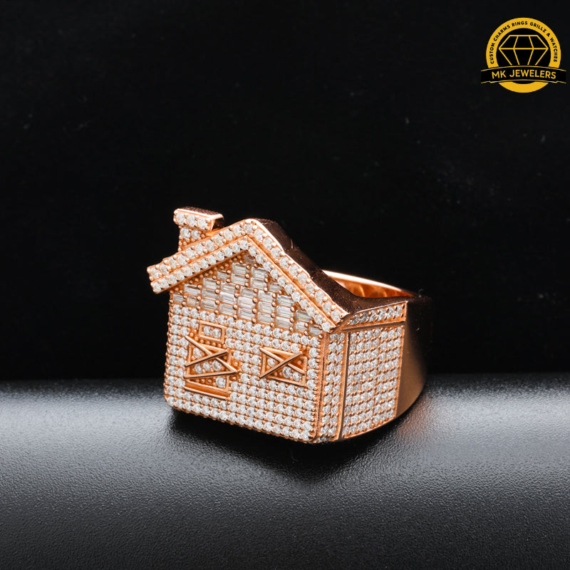 Iced-Out Roman Numeral Mansion Ring – 24MM | 18.5g | S925 Silver or Gold/Rose Gold Plated | VVS Moissanite | GRA Certified