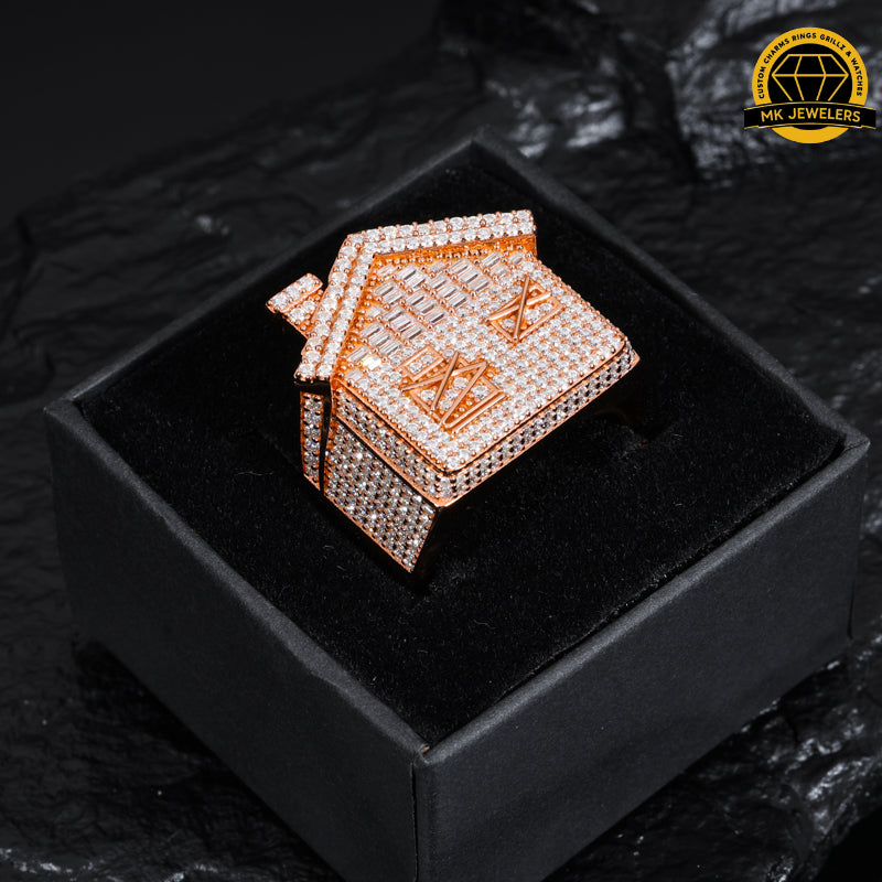 Iced-Out Roman Numeral Mansion Ring – 24MM | 18.5g | S925 Silver or Gold/Rose Gold Plated | VVS Moissanite | GRA Certified