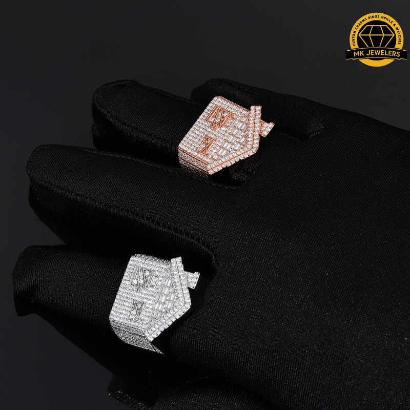 Iced-Out Roman Numeral Mansion Ring – 24MM | 18.5g | S925 Silver or Gold/Rose Gold Plated | VVS Moissanite | GRA Certified