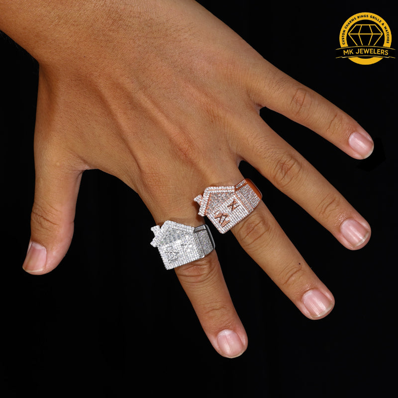 Iced-Out Roman Numeral Mansion Ring – 24MM | 18.5g | S925 Silver or Gold/Rose Gold Plated | VVS Moissanite | GRA Certified