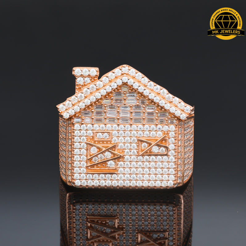 Iced-Out Roman Numeral Mansion Ring – 24MM | 18.5g | S925 Silver or Gold/Rose Gold Plated | VVS Moissanite | GRA Certified