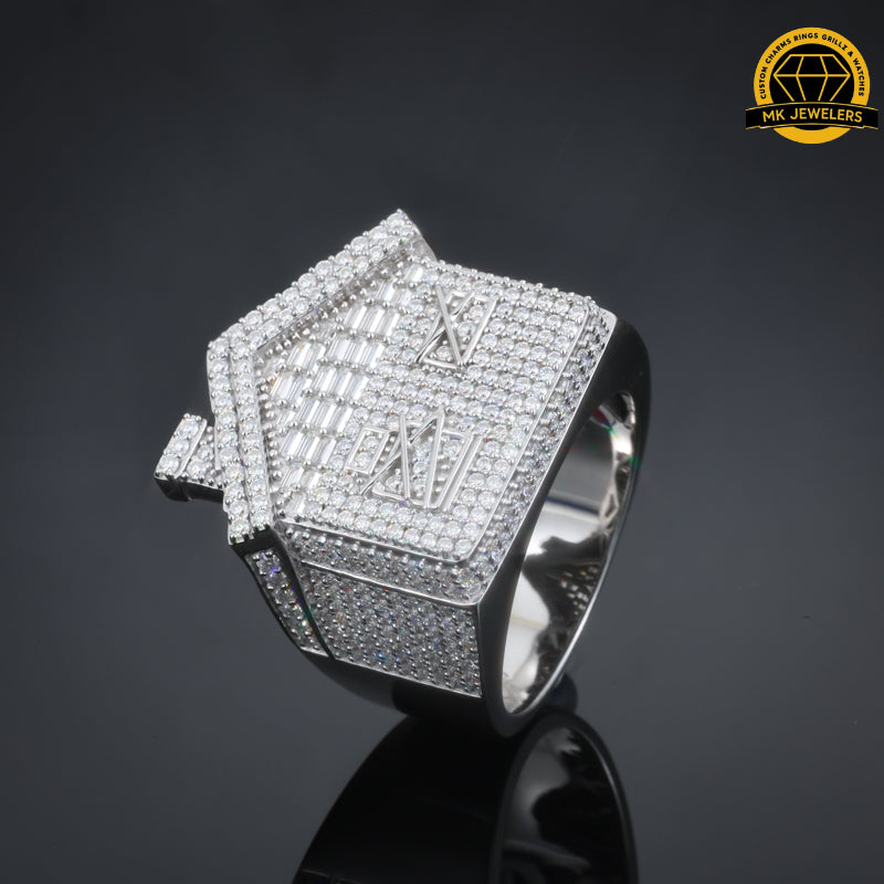 Iced-Out Roman Numeral Mansion Ring – 24MM | 18.5g | S925 Silver or Gold/Rose Gold Plated | VVS Moissanite | GRA Certified