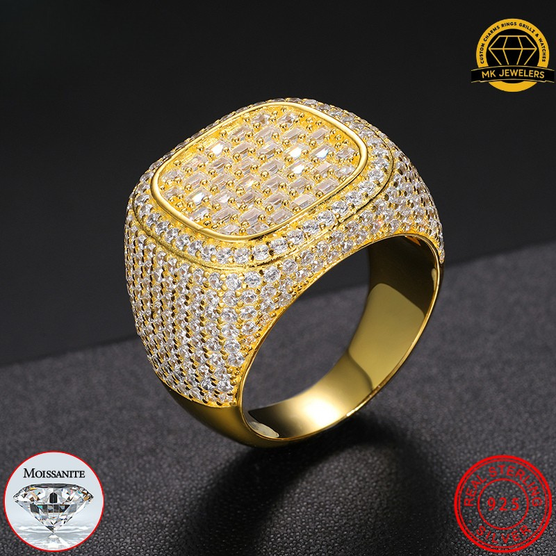 Iced-Out Moissanite Square Cluster Ring – 23MM | 14.5g | S925 Silver, Gold & Rose Gold | Sizes 8, 9, 10, 11 | GRA Certified