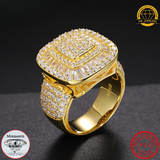 Iced-Out Moissanite Square Cluster Ring – 23MM | 15.3g | S925 Silver, Gold, Rose Gold & Silver | GRA Certified