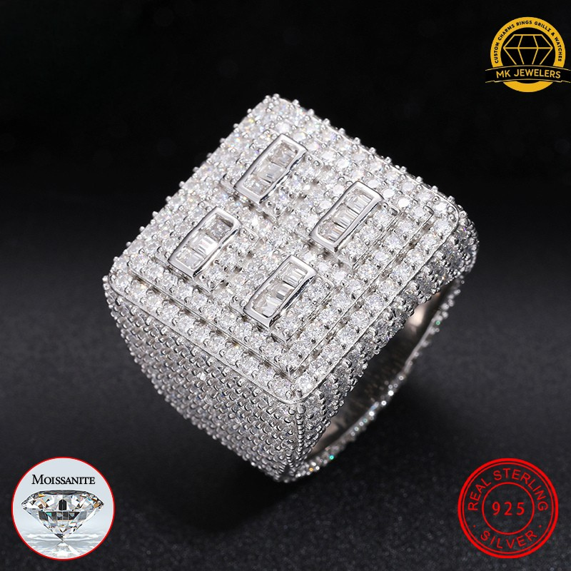 Iced-Out Moissanite Statement Ring – Sizes 8,9,10 &11 | 19.3g | S925 Silver, Gold, Rose Gold & Silver | GRA Certified