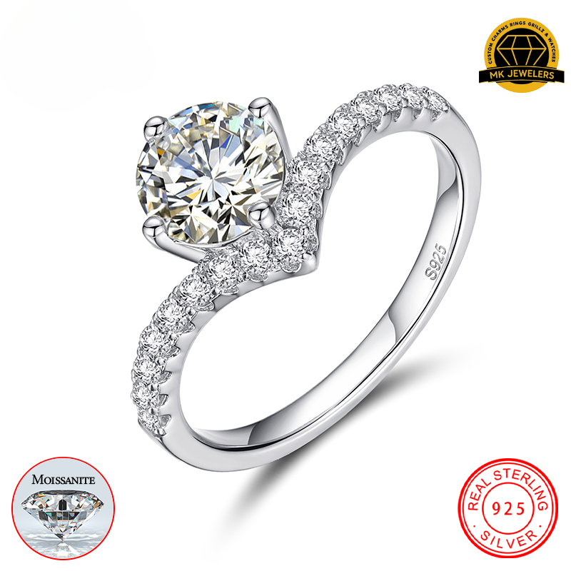 Moissanite Solitaire Halo Ring – 6.5MM/1CT | 2.14g | S925 Silver, Gold, or Rose Gold | VVS Moissanite | GRA Certified