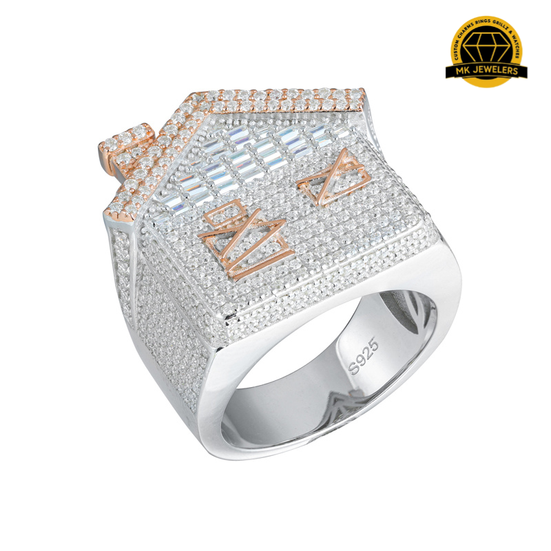 Iced-Out Roman Numeral Mansion Ring – 24MM | 18.5g | S925 Silver or Gold/Rose Gold Plated | VVS Moissanite | GRA Certified