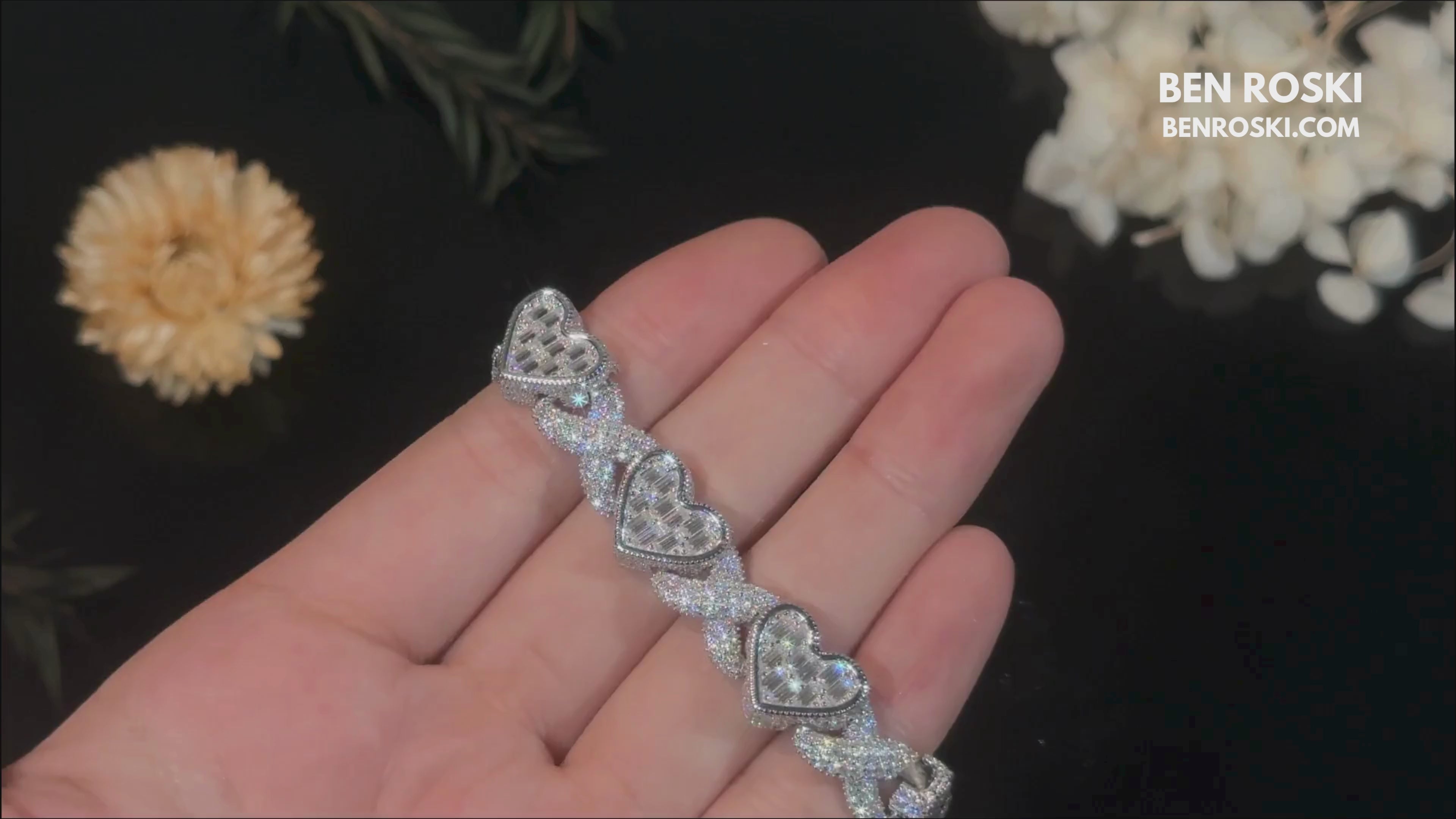Heart Link Moissanite Necklace – 12MM | 18 / 20 / 22 Inches | 87.61g | Silver, Gold & Rose Gold | GRA Certified