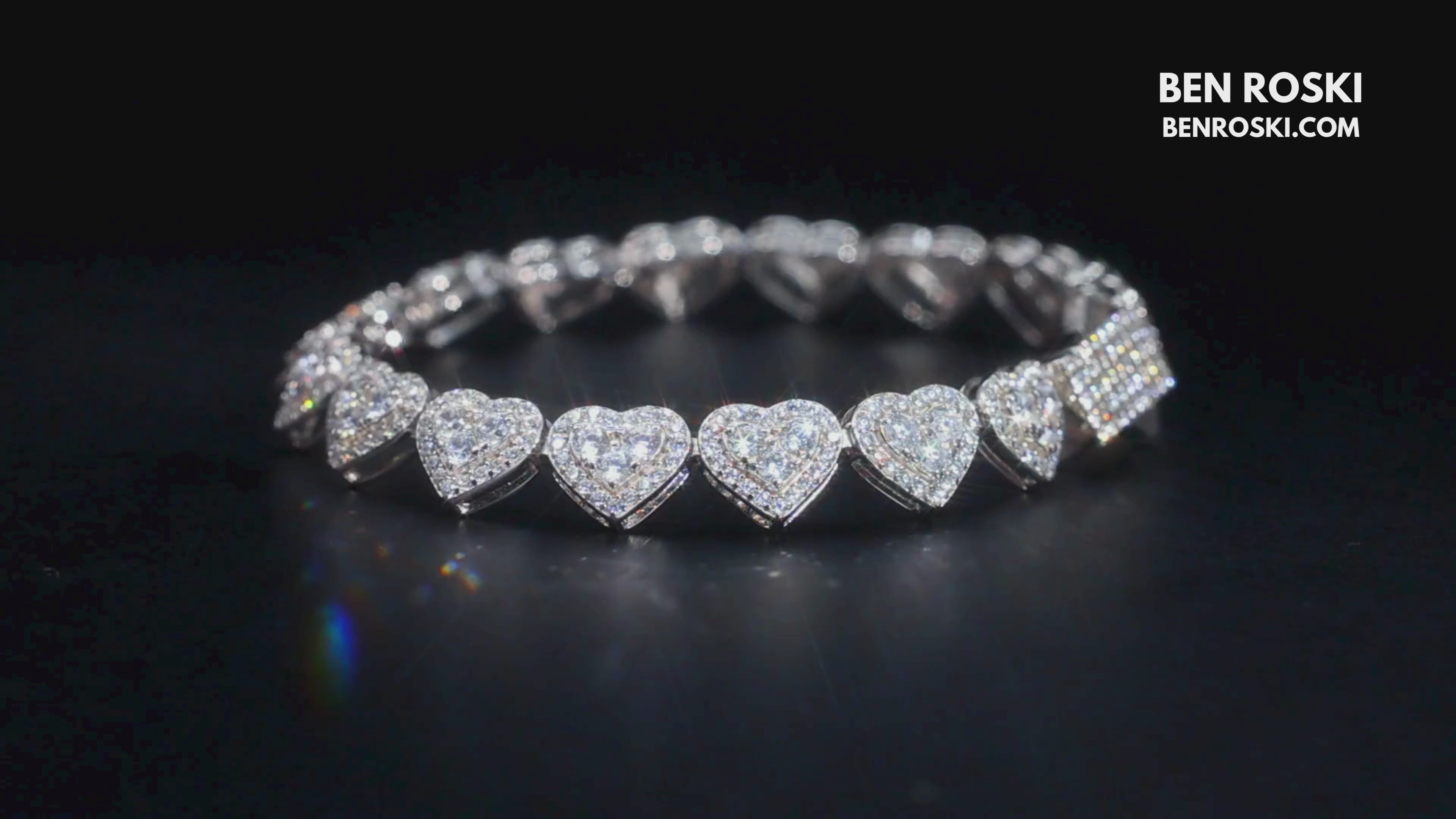 8MM Heart Moissanite Bracelet – 7-Inch / 8-Inch | Silver, Gold, or Rose Gold | GRA Certified