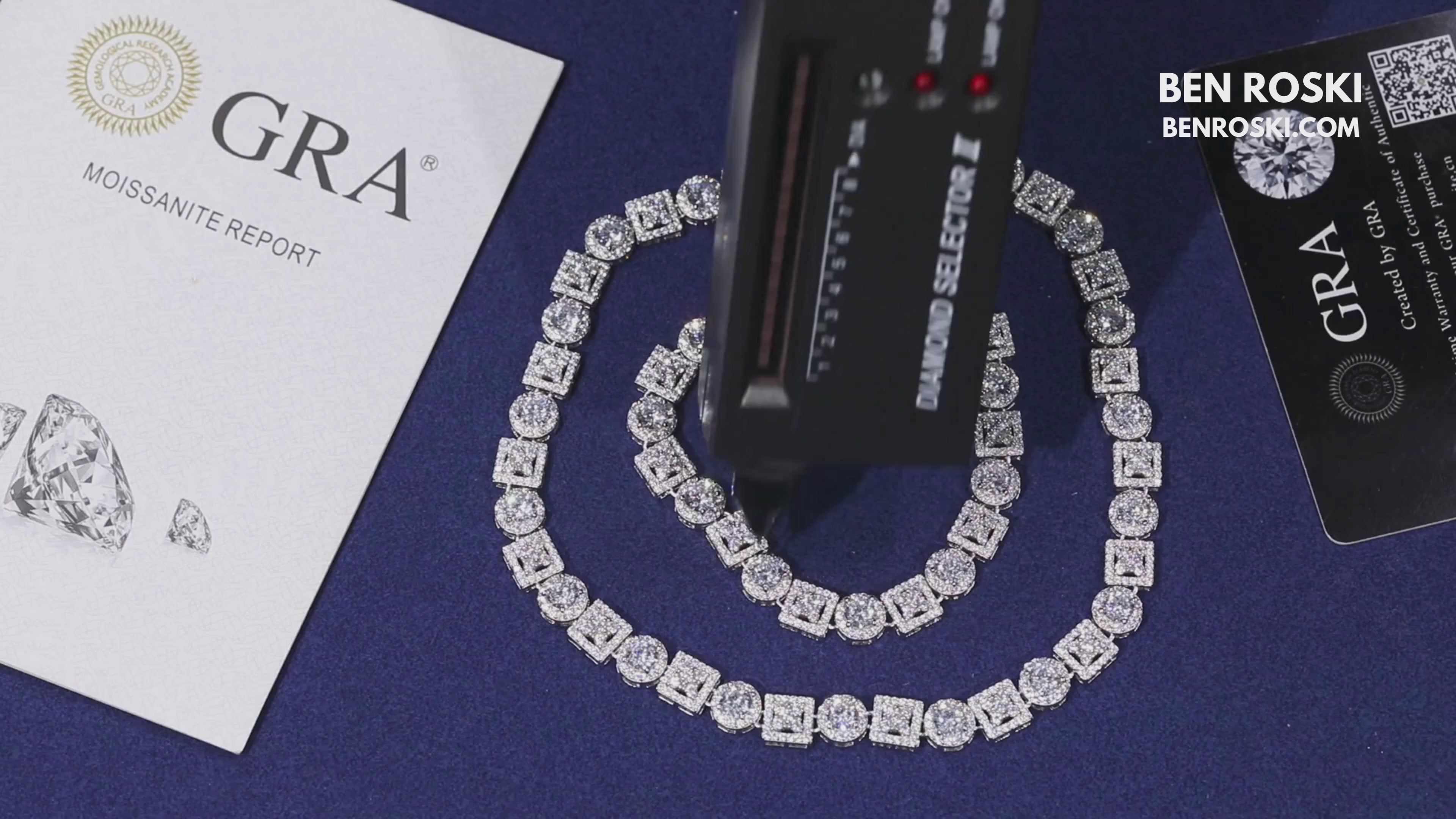 Moissanite Cluster Link Chain – 20 Inch | 8MM | Solid 925 Silver | GRA Certified